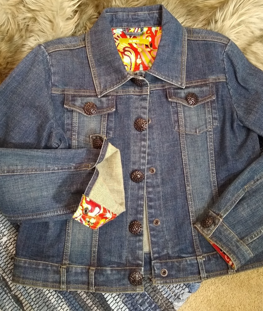 Acorn brand darker wash button down trucker style jean jacket